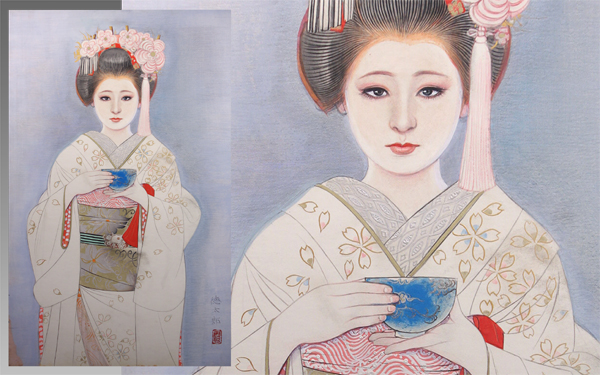 【真作保証】玉井徳太郎「舞妓」日本画 真筆 美人画 額装 絵画 Yahoo!オークション - 「舞妓」日本画 慶應◇現代美人画の巨匠【玉井