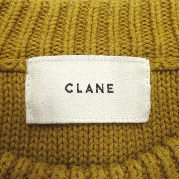 CLANE クラネ ケーブルニット 36 マスタードイエロー 黄 コットンニット