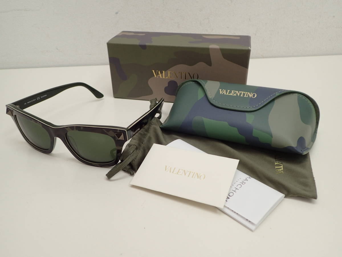 正規品 本物 ヴァレンティノ V656SC サングラス ピラミッドスタッズ グリーン カモフラージュ 迷彩 VALENTINO 未使用品