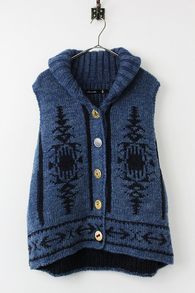 【激安大特価，爆買い】 定価2.2万円 大きいサイズ AS KNOW AS olaca アズノゥアズ オオラカ ネイティブ ジャガード ニット ベスト/ブルー 2400010835988(トップス)｜売買されたオークション情報、yahooの商品情報をアーカイブ トップス