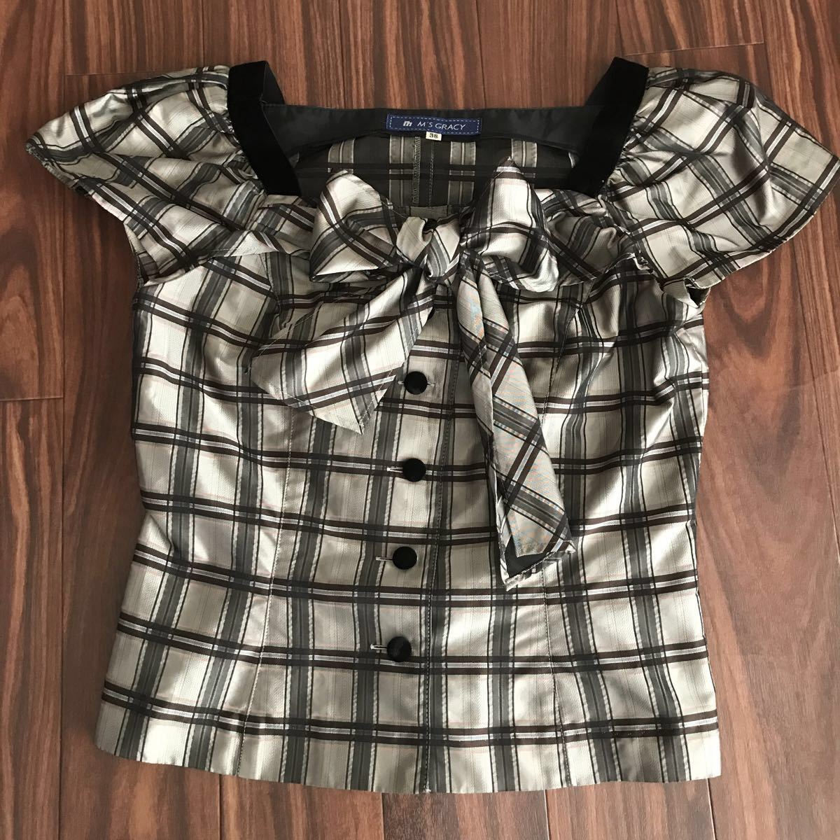 エムズグレイシー WEB掲載 グレンチェック／リボンモチーフ／ウエスト