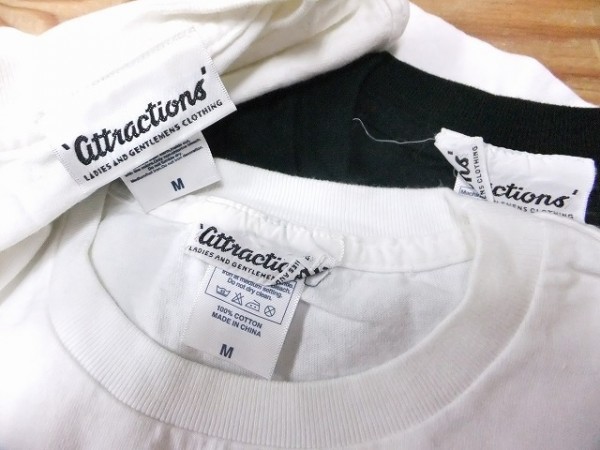 attractions アトラクションズ メンズ コットン100% 虎 バイク ロック モーターサイクル プリントTシャツ 3枚セット まとめ売り 白 黒 SM