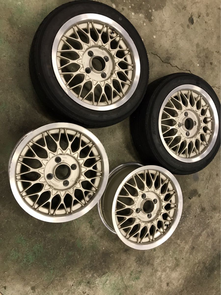 bbs rg 14インチ pcd100 4穴 14インチ PCD100 BBS 鍛造BBS 当時物 4穴の中古品 BBS RG ホイール