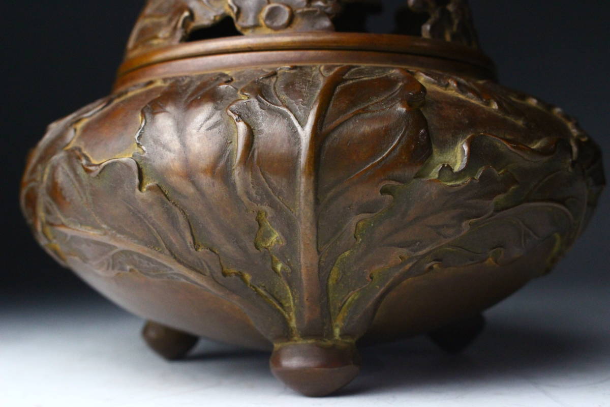 高岡銅器 : 堀井幸雲 金工師 鋳銅 双耳 獅子 三 C1 唐物
