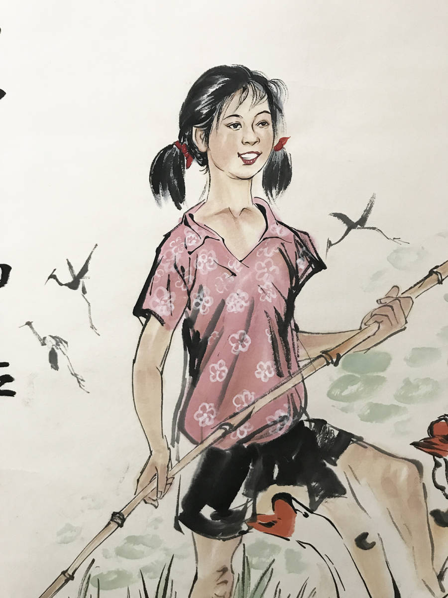 中国清時代掛け軸「丁作 人物図 絹本」肉筆保証 中国画家 唐物唐本 丁