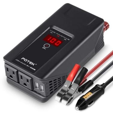 ☆送料無料☆人気商品　POTEK カーインバーター 500W DC12VをAC100Vに変換 インバーター ACコンセント シガーソケット充電器 2AUSBポート