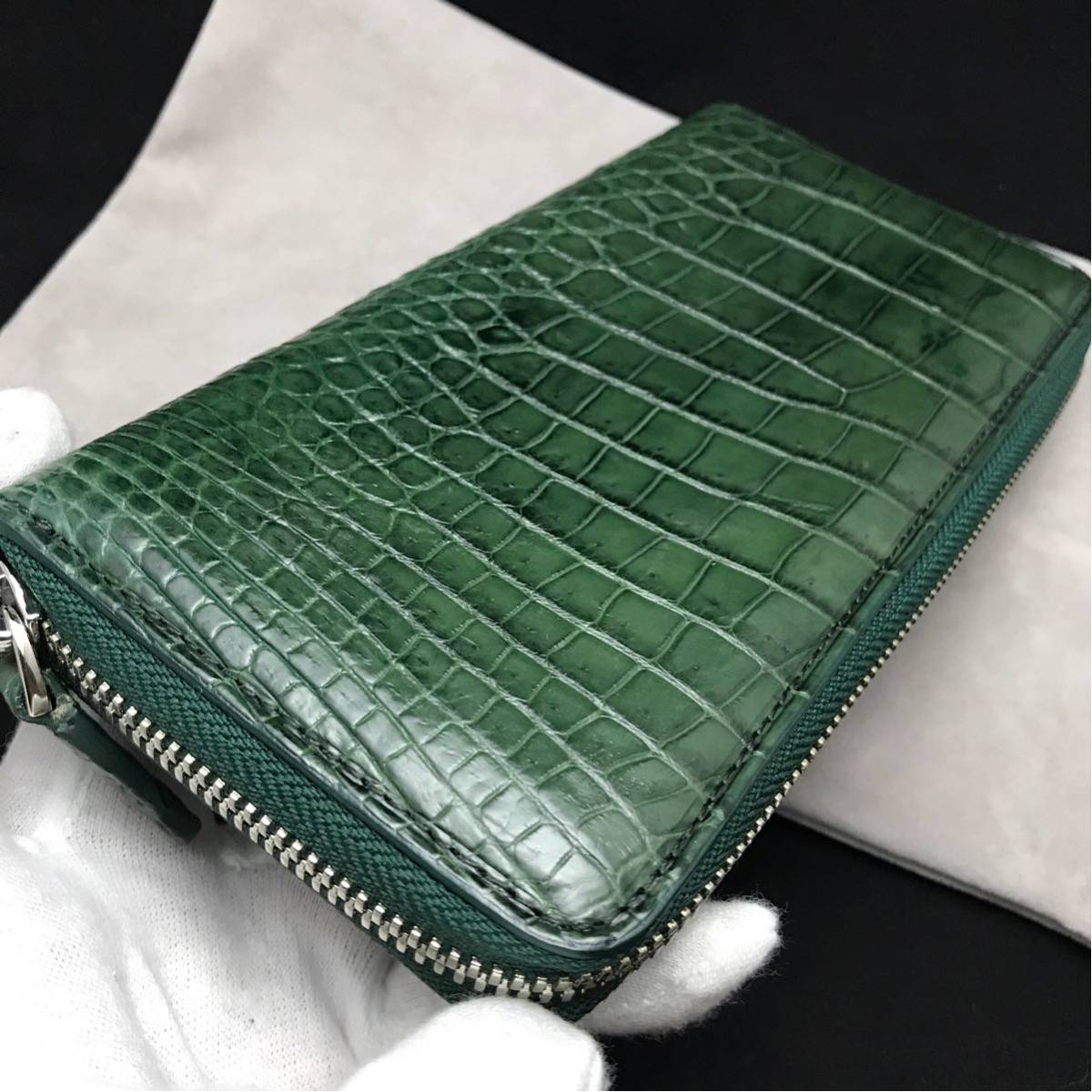 注目※定価10万超※ クロコダイル ワニ革 本革 長財布 ラウンド 