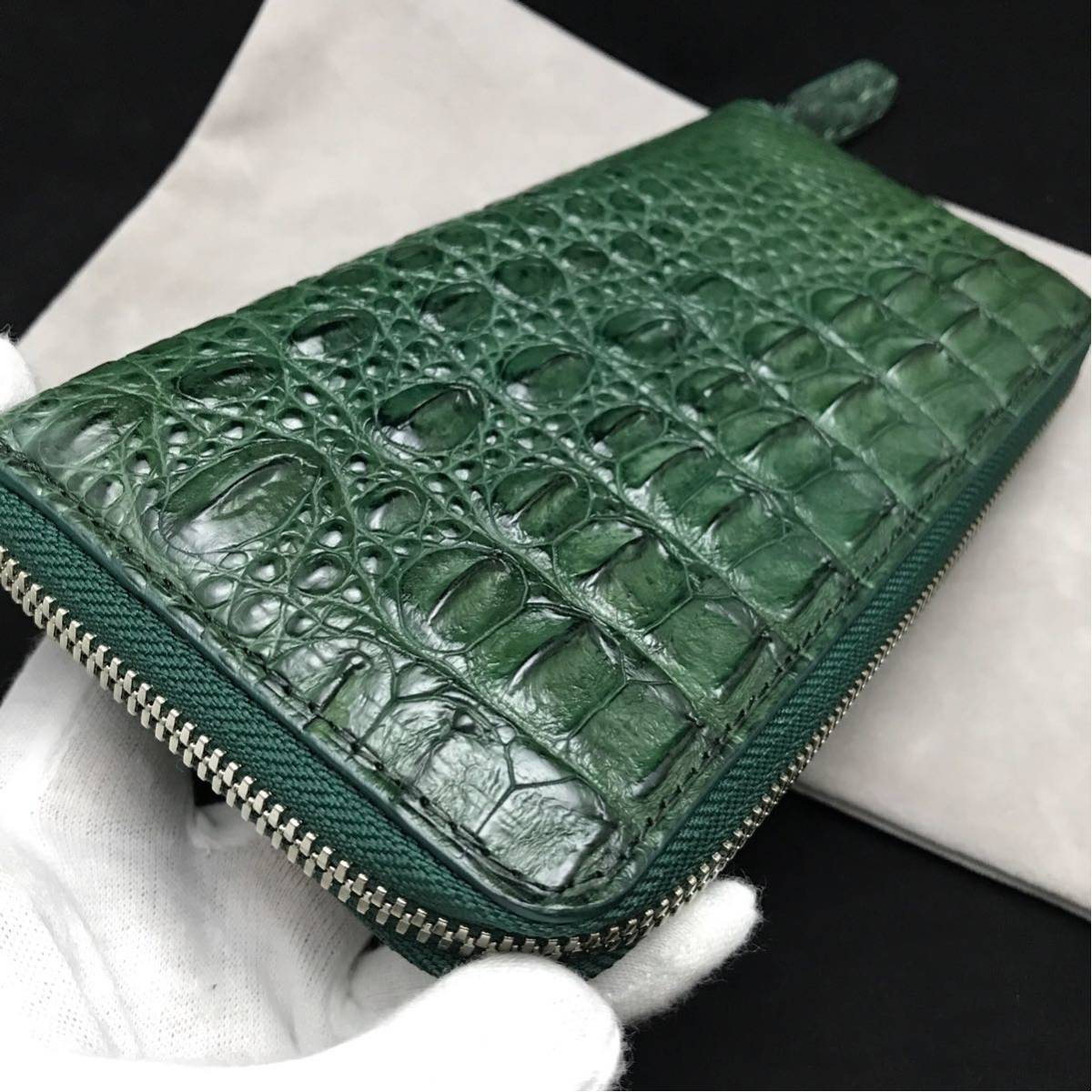 注目※定価10万超※ クロコダイル ワニ革 本革 長財布 ラウンド 