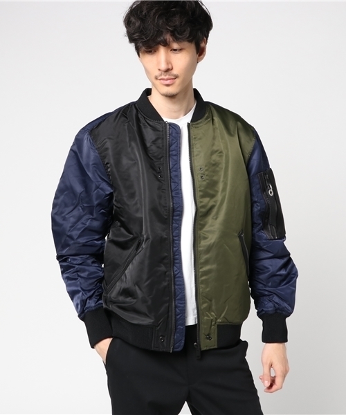 60％OFF 定価48，600 新品□ディーゼル DIESEL 2017年製 MA-1ジャケット◇0S1EH0KAOU J-GUSTER ブルゾン L 黒 カーキ ネイビー ダウンJKT