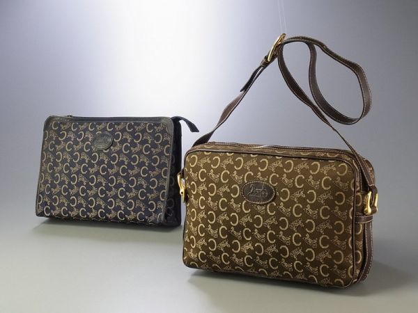 A8071【2点セット】イタリア製*オールドセリーヌCELINE*サルキーライン*ショルダーバッグ/ポシェット+クラッチバッグ*ブラウン/ネイビー