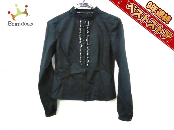 バーバリーブルーレーベル Burberry Blue Label トップス 長袖シャツブラウス サイズ38 M 黒×白×ベージュ レディース フリル/チェック柄