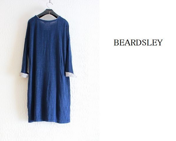 BEARDSLEYビアズリー☆リネン100％肌触り良いニットワンピースNV
