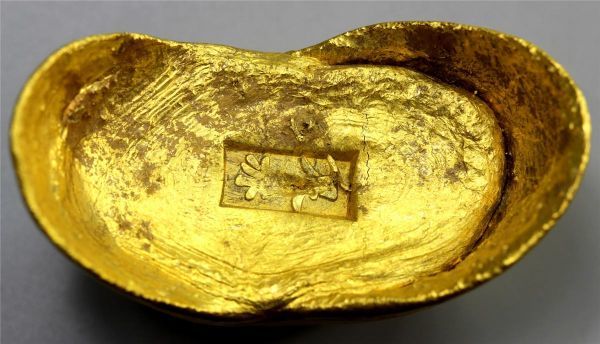 中国　美品　金貨　古物　金塊　旧蔵　古董品　足金　元寳　188.36g　6cm　385