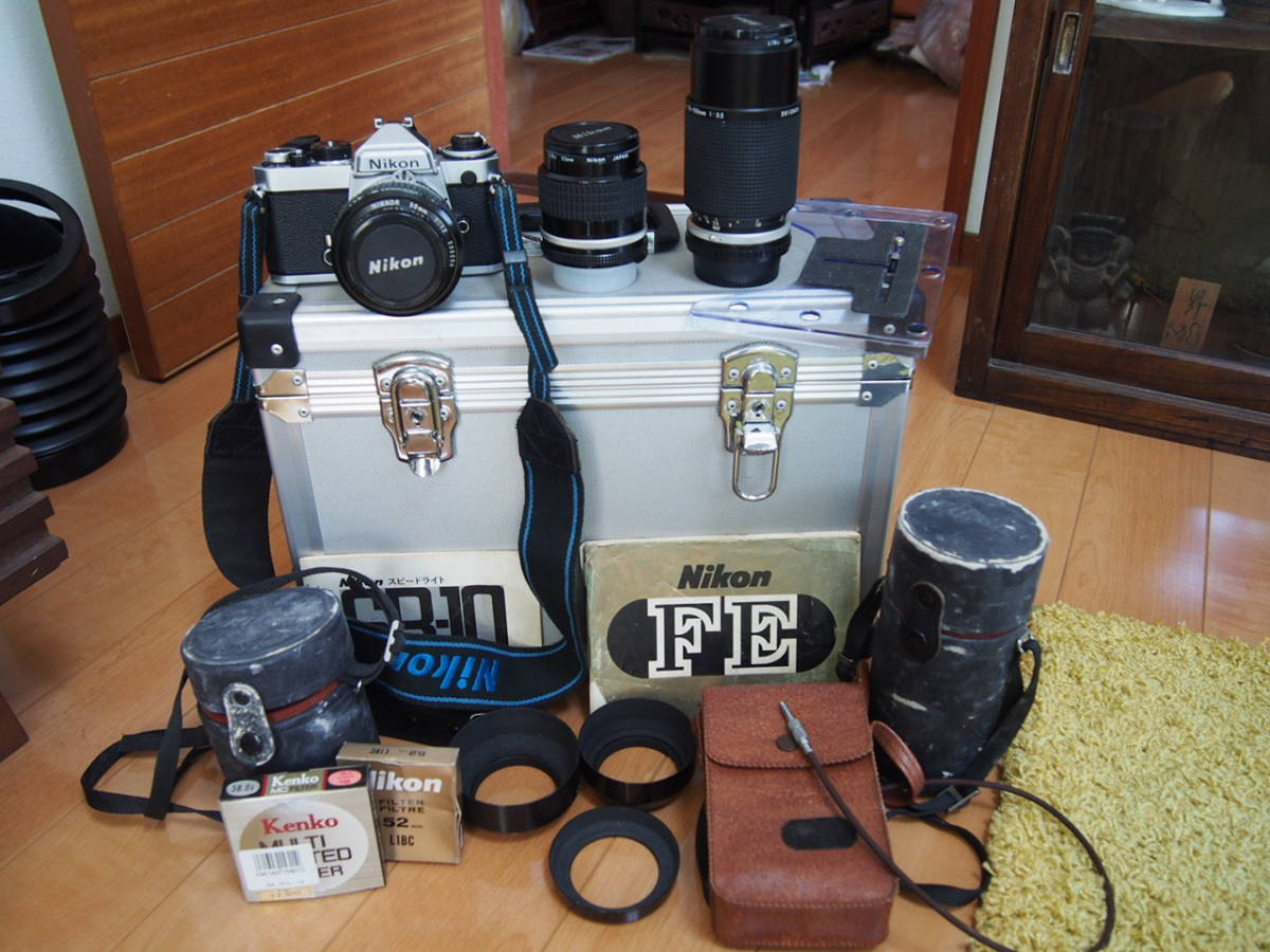 Nikon FE 本体 50mm レンズセット ハードケース付 Nikon | FE Nikon FE ハードケース付きレンズ3個他説明書レンズフィルター