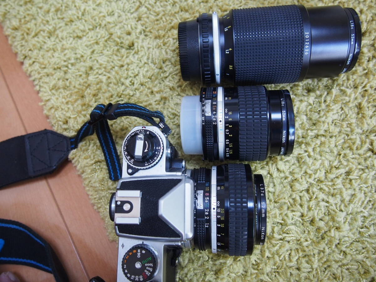 Nikon FE 本体 50mm レンズセット ハードケース付 Nikon | FE Nikon FE ハードケース付きレンズ3個他説明書レンズフィルター