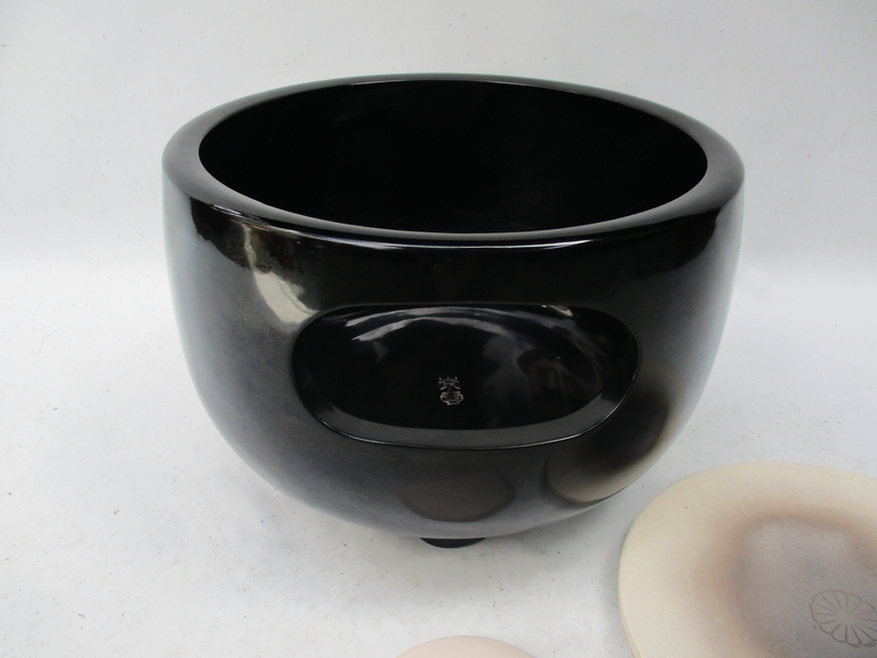 良品 茶道具 黒真塗 土風炉 崇雲 欠け無し 送料込み 一押し□茶道具 眉風炉[銘 崇雲] □真塗 土風炉 前瓦 №3870□ 眉風炉