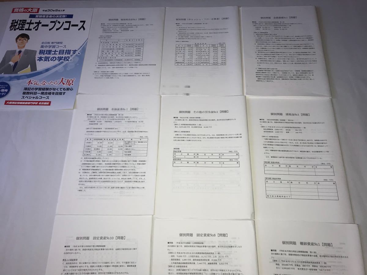 2018 大原 財務諸表論 全日制 セレクト 厳選問題 財務諸表論 税理士 - 4月