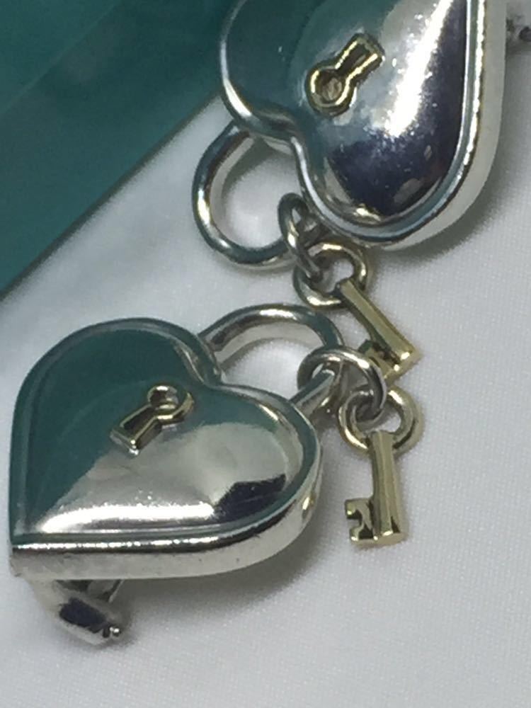 1円～ 925 750 ティファニー ハート キー コンビ イヤリング シルバー