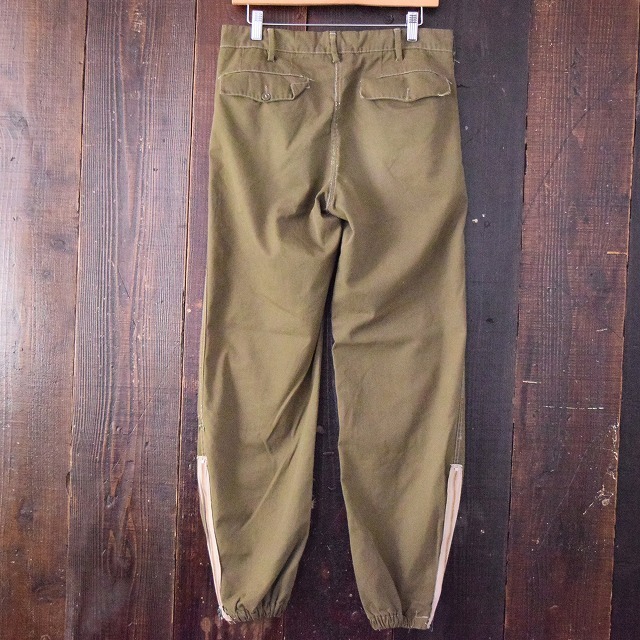 60's～70's イタリア軍 コンバットパンツ③ ヴィンテージ メンズ 古着 ミリタリー 軍物 ユーロ ベッカム着 カーキ 裾ジップ 実物本物