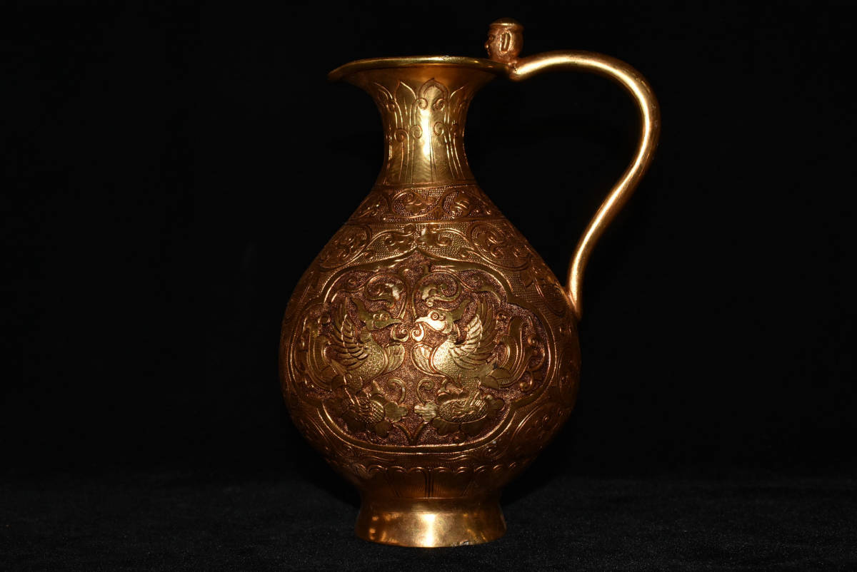 仿古青銅器射宴狩獵紋銅壺擺件投壺漢代銅鈁盛酒器唐代酒壺酒瓶杯 藏六