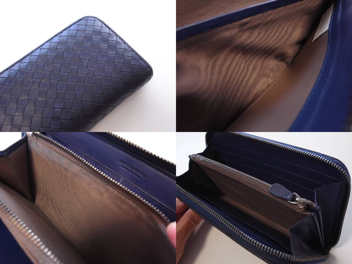 BOTTEGA VENETA ダークネイビー 二つ折り財布 カセット ボッテガ 長 