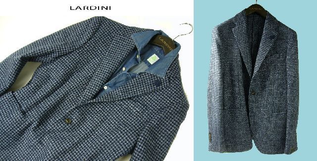 即決１1，8万/ 2017-18 AW LARDINI ラルディー二 紡毛ウール 英国柄ジャケット 芯地を省き柔らかく仕立た”EASY 3B　段返りモデル 50
