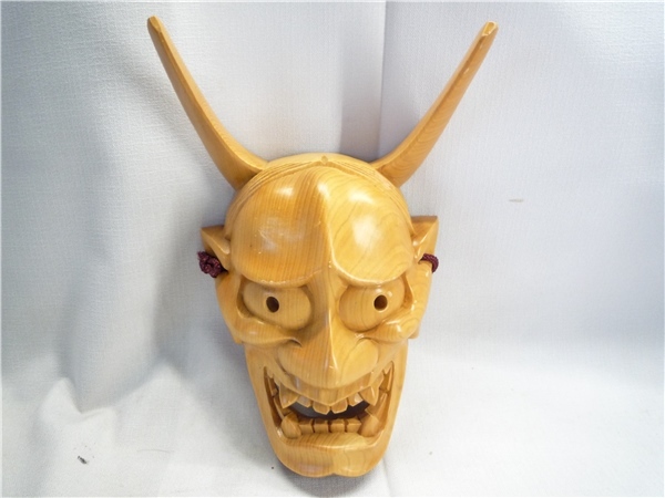 ■Hb53 般若 木製 お面 壁掛け 飾り 魔除け 置物 インテリア_1