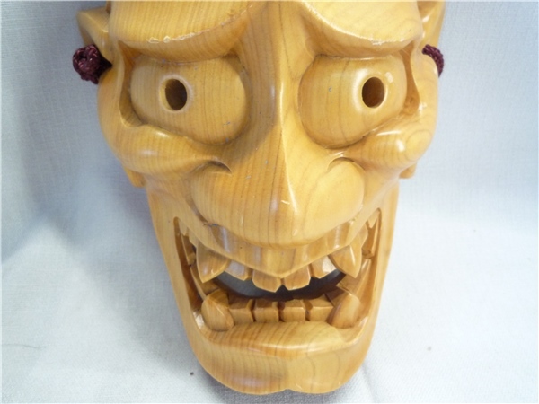 ■Hb53 般若 木製 お面 壁掛け 飾り 魔除け 置物 インテリア_2