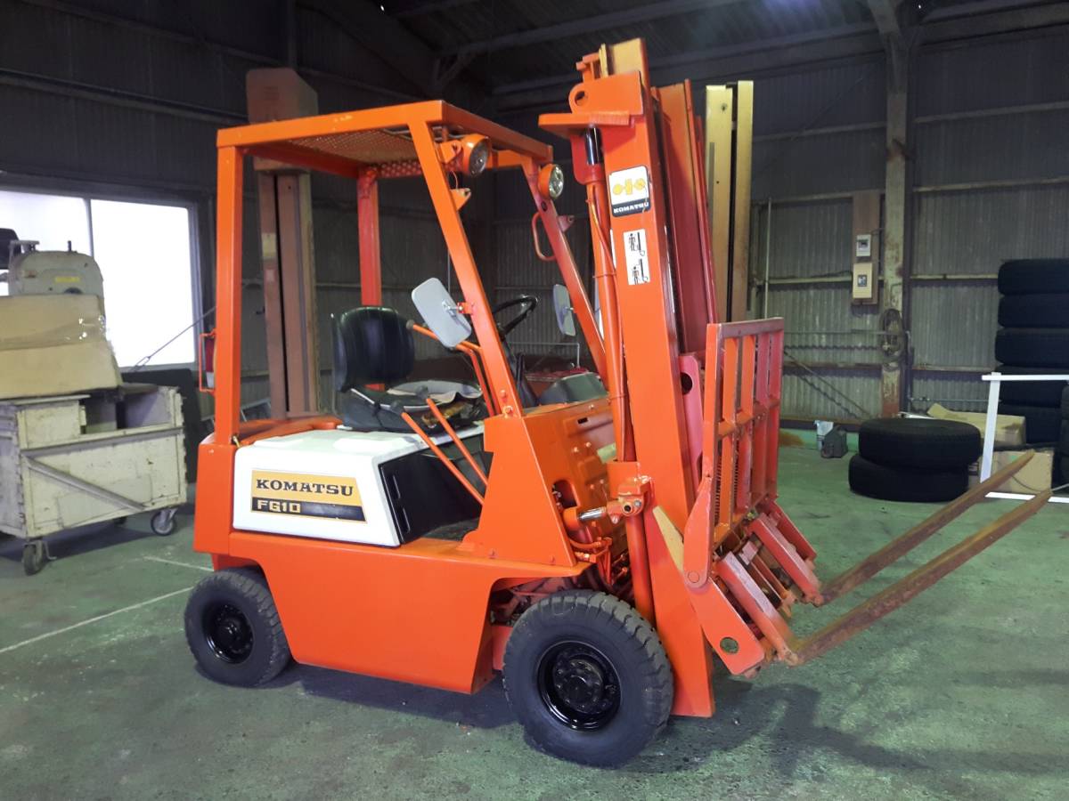 中古 小松1トン ガソリンフォークリフト ヒンジ装置付き FG10-12 即決 