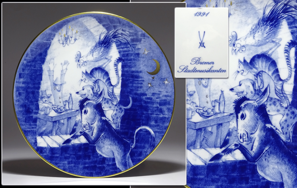 マイセン イヤープレート 1991年・ブレーメンの音楽隊 φ26cm | 輸入