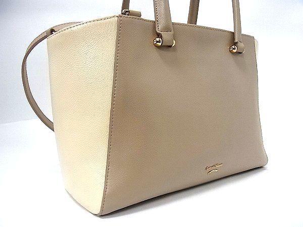 1円 ■美品■ Samantha Thavasa サマンサタバサ レザー 2WAY ハンドバッグ ショルダー ポーチ付き バイカラー グレー系×ホワイト系 R374KO