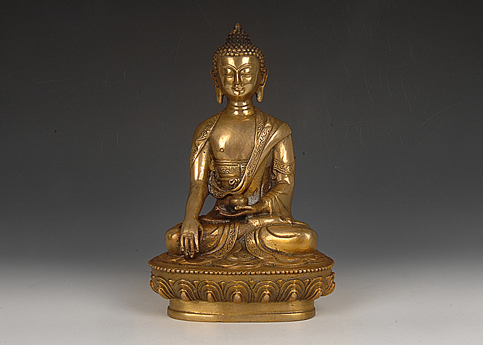 仏教美術 仏像 銅製 蔵伝仏像 時代物 中国古美術 描金 純銅製 鍍金仏