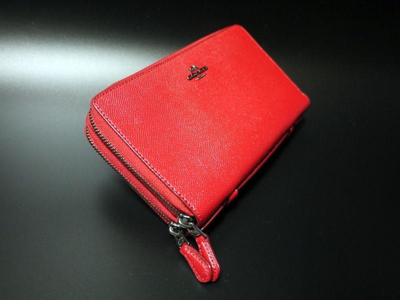 新品本物 COACH コーチ クロスグレインレザー ダブルジップ トラベル