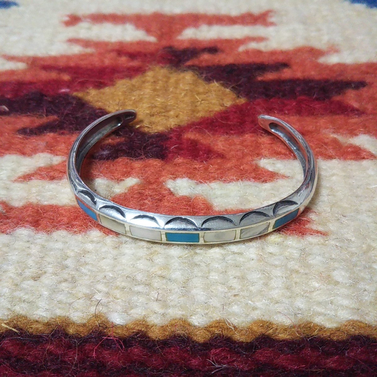 インディアンジュエリー silver925 ターコイズ シェル インレイ