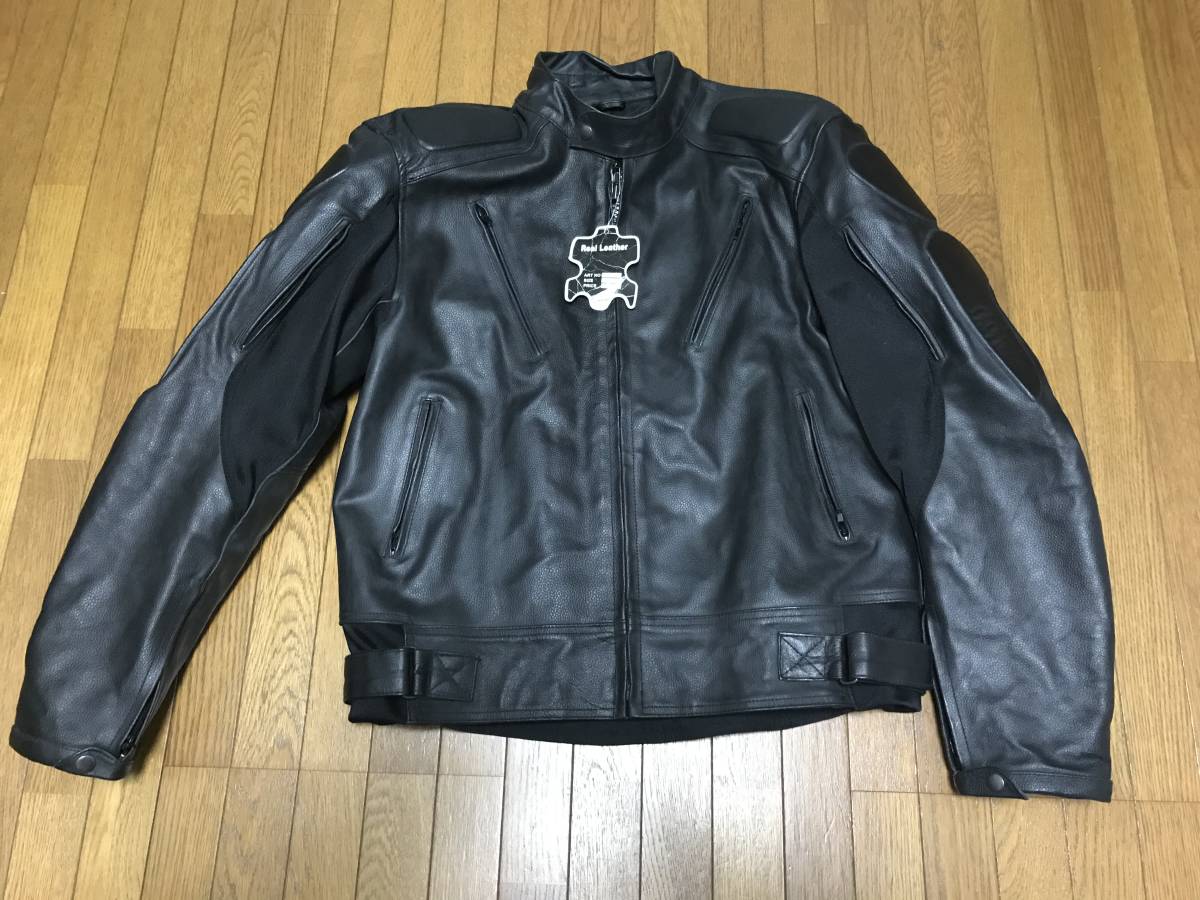 レザージャケット 本革 大きいサイズ リブ使いフェイクレザー 