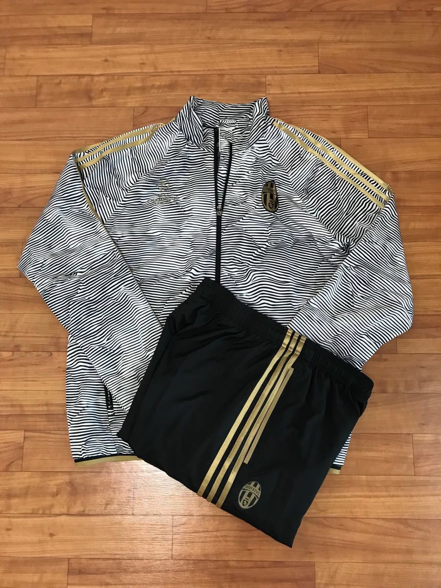 【中古美品】adidas Juventus CL プレゼンテーションスーツ上下セット XO ホワイト(カモ)×ゴールド×ブラック