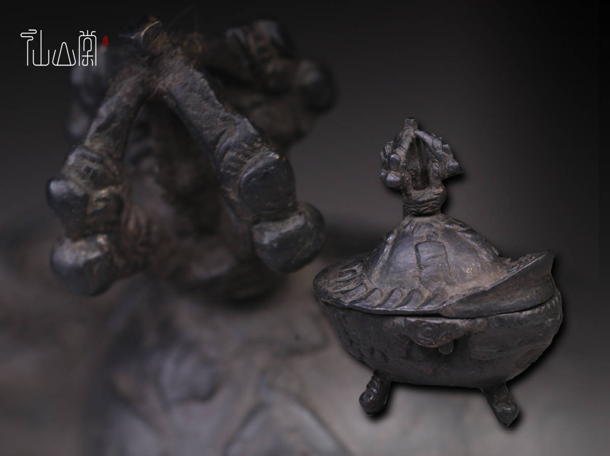1804T7053】中国古董品 清 古い銅製『嗄巴拉碗』チベット仏教 置物