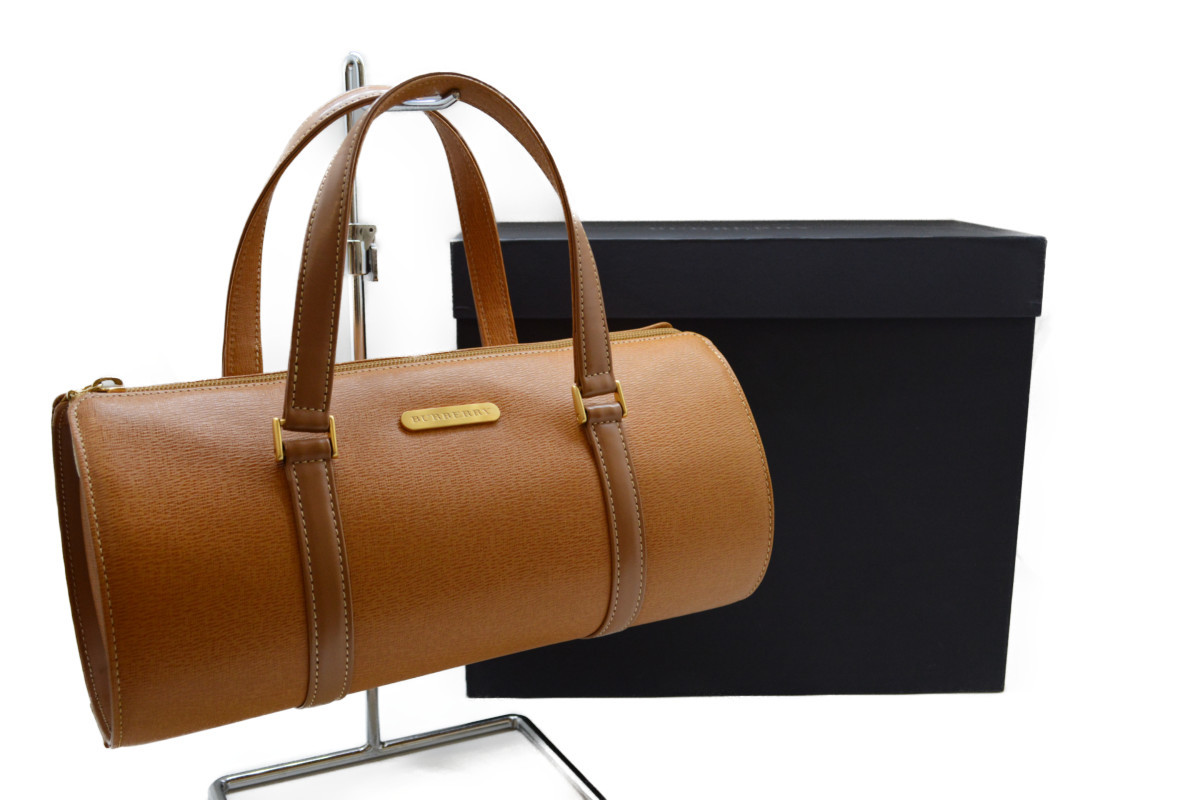 BURBERRY バーバリー レザー ハンドバッグ 円柱型 筒型