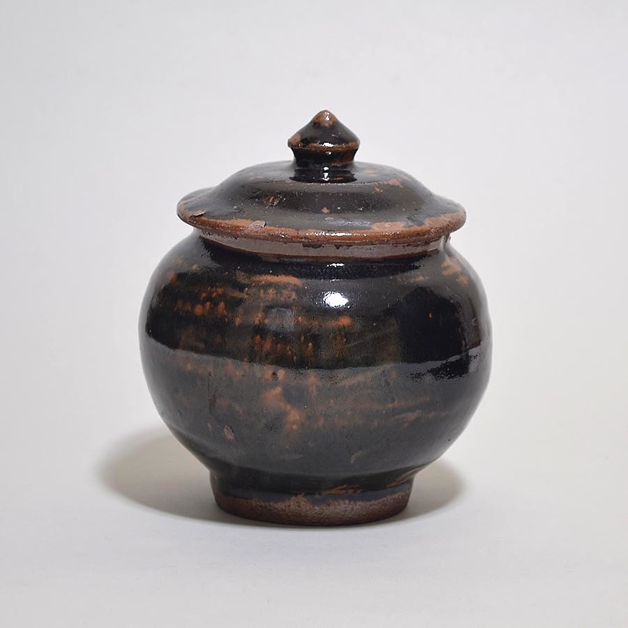 ★いい楽 特別出品★濱田庄司 鉄釉蓋付壺