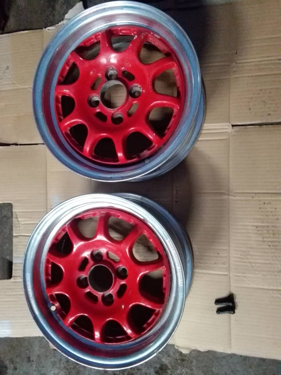 スプリントハート 14インチ 6J PCD100 ４本 傷多数 赤 銀 オフ40 スプリントハート 6J +40 4H +38 Yahoo!オークション 14インチ PCD100