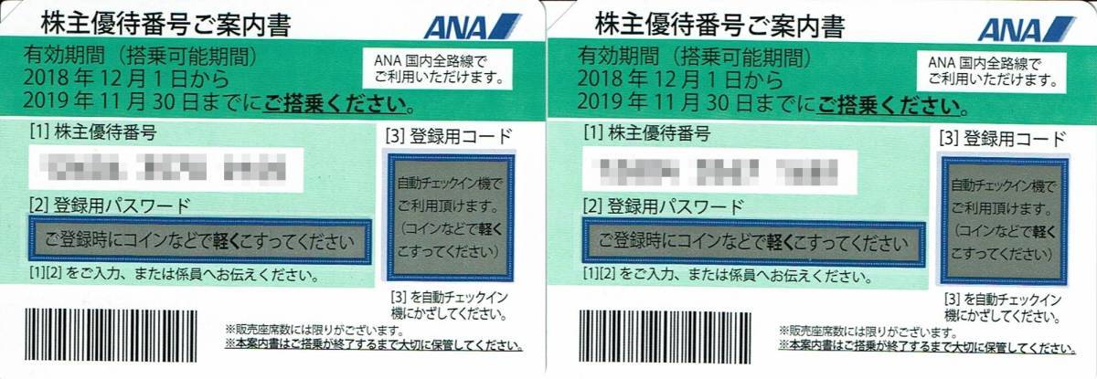 ★ANA全日空 株主優待券★ 期限:2019年11月30日 ２枚セット★【送料無料】