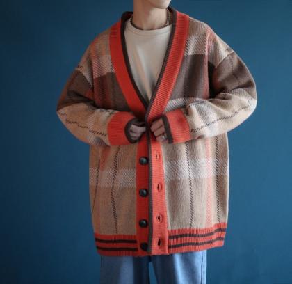 得価，新作登場 カーディガン メンズ ニット セーター カットソー アウター ゆったり 厚手 秋冬 暖かい 大きいサイズ おしゃれ 秋冬 チェック柄 L(カーディガン)｜売買されたオークション情報、yahooの商品情 カーディガン