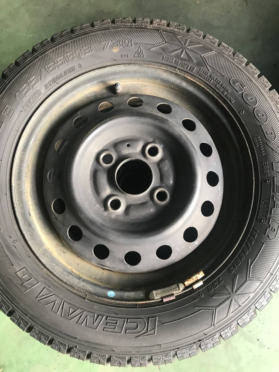 バリ山155/65/13スチールホイル、キャップ2種類セット 日産純正 