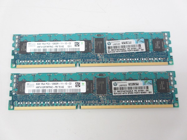 SK hynix◆DDR3 PC3-12800R 8GB×2枚 計16GB ECC REG Registered サーバー ワークステーション用 メモリ◆ 動作品☆ 管:D4-114-7