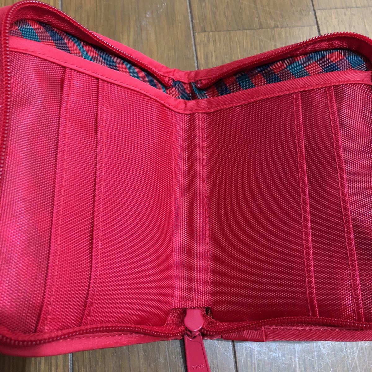 ファミリア カスタマイズウォレット 新品 受注 ネイビー 赤チェック 