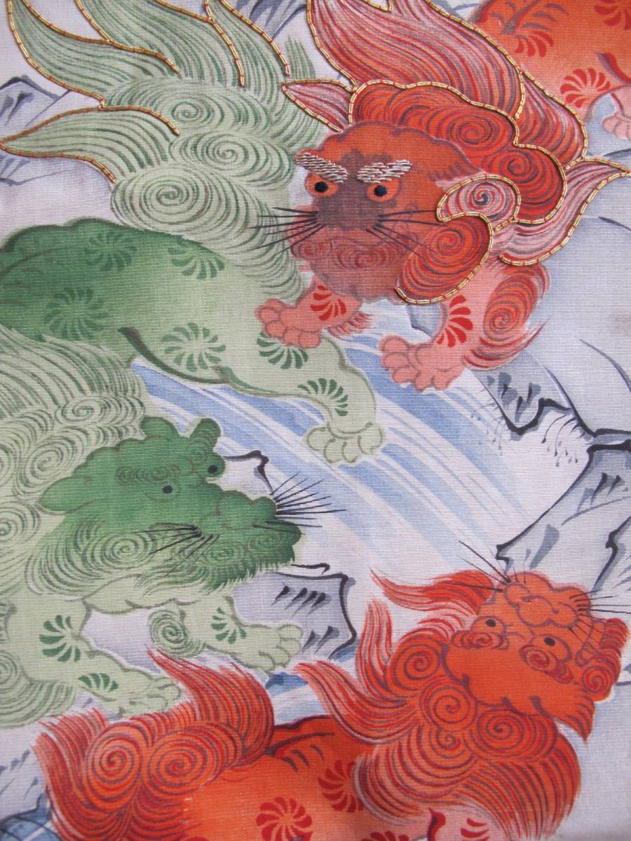 たくさんの唐獅子☆染め刺繍アンティーク名古屋帯 【公式通販】
