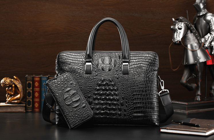 本革 クロコダイル 型押し ビジネスバッグ ＆ 長財布 メンズ バッグ