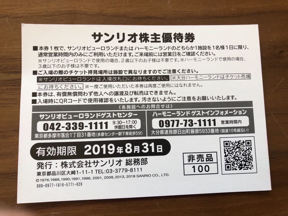 サンリオ 株主優待券_2