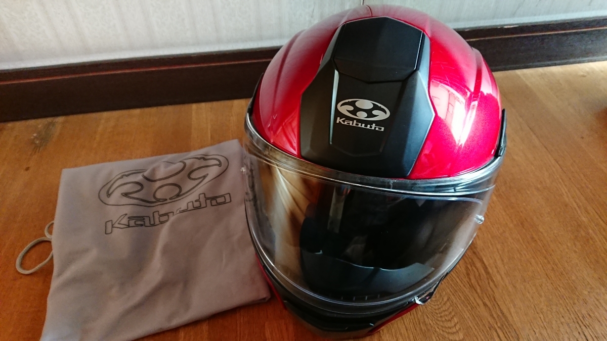 OGK KABUTO KAZAMI カザミ システムヘルメット シャイニーレッド/ブラック Lサイズ 美品