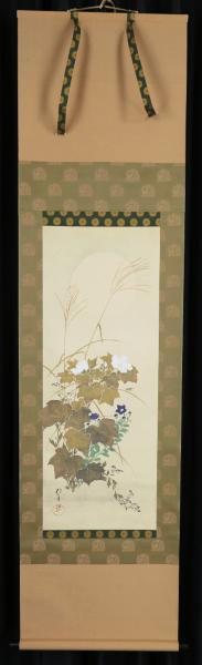 WISH】酒井抱一「秋草螽図」工芸画 掛軸 絹本 〇江戸琳派の祖、重文に
